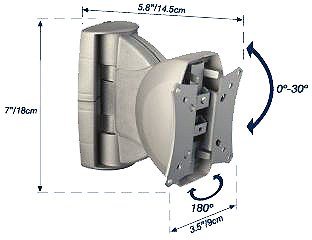 Barkan Usa 72 Silver LCD TV Mount for 10 Inch to 32 Inch Sets with Tilt and Rotation Kit