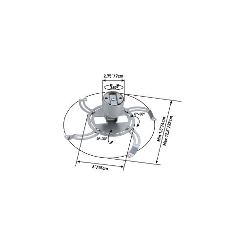 Barkan Usa 90 Projector Ceiling mount with Max Weight: 11 kg. 25 lbs. Silver
