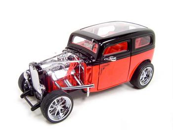 Diecast Model - 1931 FORD MODEL A CUSTOM BLACK/RED 1:18 DIECAST MODEL