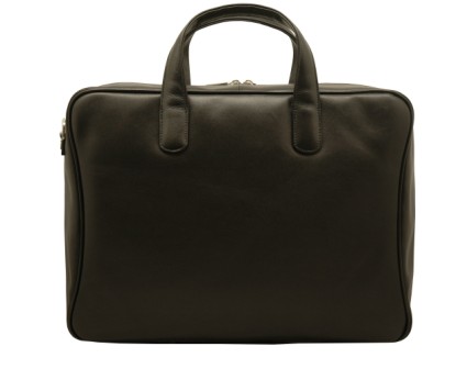 Aaron Irvin Design AASLSZBK Leather Single Zip Brief Black