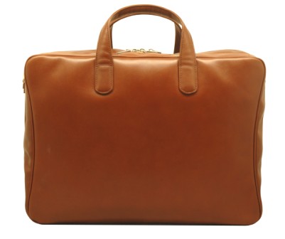 Aaron Irvin Design AASLDZBR Leather Double Zip Brief Brown