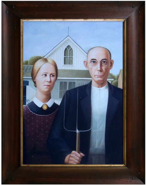 American Gothic Framed Oil Painting