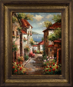 Coastal Village Road Ii Framed Oil Painting