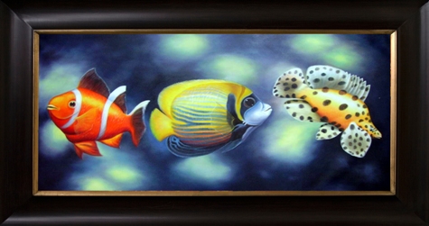 Artmasters Collection PA89697-PW54 Fish II Framed Oil Painting