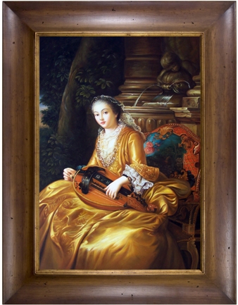 Lady In Gold Framed Oil Painting