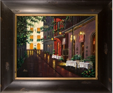 Lamplit Cafe Ii Framed Oil Painting