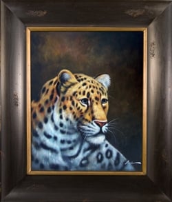 Ac68526-ab54 Leopard Framed Oil Painting