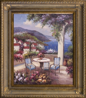 Km89463-655d Mediterrenean Summer Framed Oil Painting