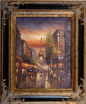 63110-620bp Paris Street Scene Framed Oil Painting