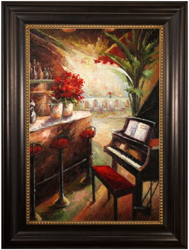 Pa88610-68284g Piano Lounge Framed Oil Painting