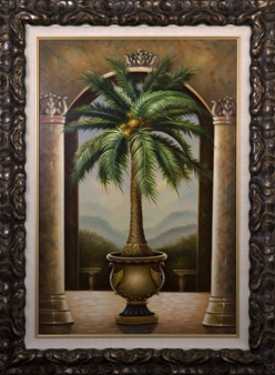 Artmasters Collection KM90044B-8610NL Potted Palm I Framed Oil Painting