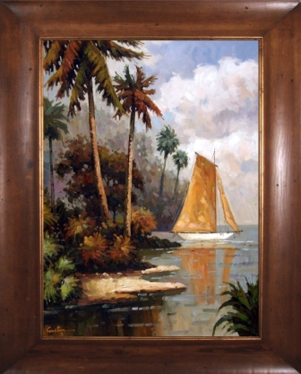 Pa89628-ww54 Sailboat I Framed Oil Painting