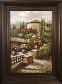 11564-69594 Terrace View Framed Oil Painting
