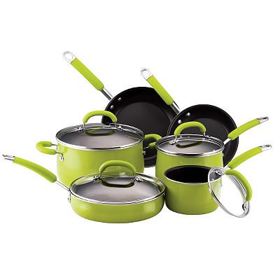 Rachael Ray 14140 10 Piece Porcelain Enamel Cookware Set - Green