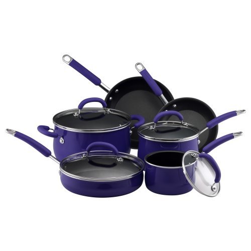 Rachael Ray 13482 10 Piece Porcelain Enamel Cookware Set - Blue