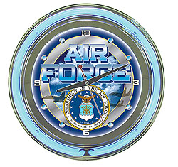 United States Air Force Neon Clock - 14 Inch Diameter