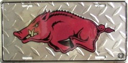 LP 937 Arkansas Razorbacks Toolbox Silver Diamond Cut College License Plate 2571