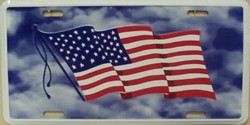 LP - 1211 American USA Flag Cloud Background License Plate - 320C