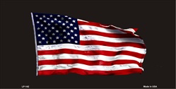 LP - 142 American Flag Waving - Black - License Plate - 320B