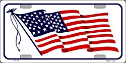 LP - 143 American Flag Waving - White - License Plate - 320W
