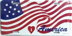 LP - 146 I Love America Flag License Plate - 864