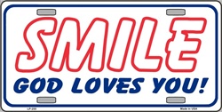 LP - 255 Smile God Loves You License Plate - 53