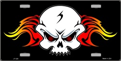 LP - 328 Skull and Flame License Plate - 2569