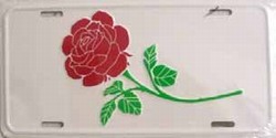 LP - 428 Rose DeSign (White) License Plate - 002