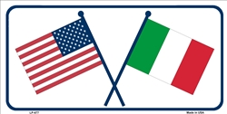 LP - 477 USA / Italy Crossed Flags License Plate - 2360
