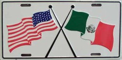 LP - 532 USA / Mexico Flags License Plate - A34