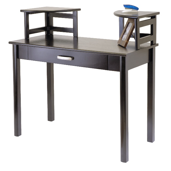 Office Computer Desks - Winsome 92375 Liso 3pc Home Office Set - Computer Desk With 2 Corner Hutches - Espresso