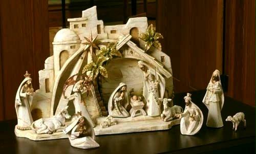 Woodland Panorama Bleach Wood Nativity Set