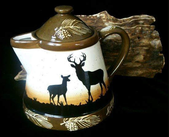 Porcelain Silhouette Deer Teapot