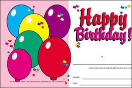 Hayes School Publishing VA168 Happy Birthday Set of 25 8.5 X 5.5 Certificates