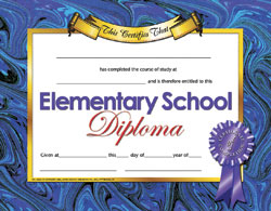 Hayes School Publishing VA622 Elementary School Diploma Set of 30 8.5 X 11 Certificates