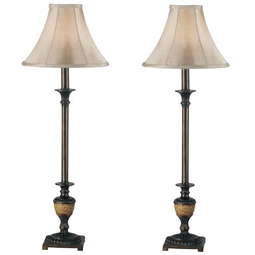 Kenroy Home 30944 Emily 2 Pack Buffet Lamp Crackle Bronze Finish