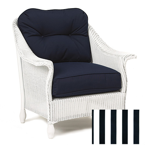Lloyd-Flanders 25002001482 Embassy Lounge Chair with White finish and Cabana Stripe Black fabric