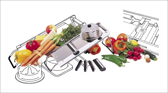 World Cuisine A4982900 Professional Stainless Steel Mandolin Vegetable Fruit and Cheese Slicer by World Cuisine