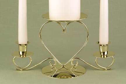 Hortense B. Hewitt 44607 Brass Triple Heart Candle Holders