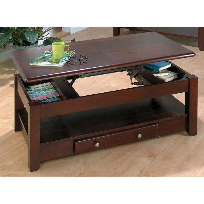 Jofran 280-1 Vintner Lift-Top Cocktail Table With 2 Drawers And Casters - Merlot Finish