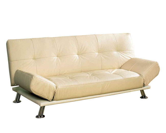 Ore International R8114ALM Leather Futon Sofa Bed Almond