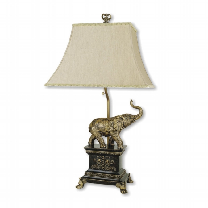 8203 Elephant Table Lamp - Antique Gold