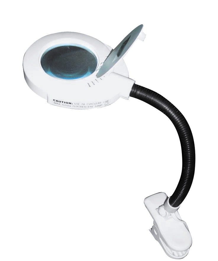 Ore International R-5012WHT Magnifier fluorescent clip on Desk Lamp - White
