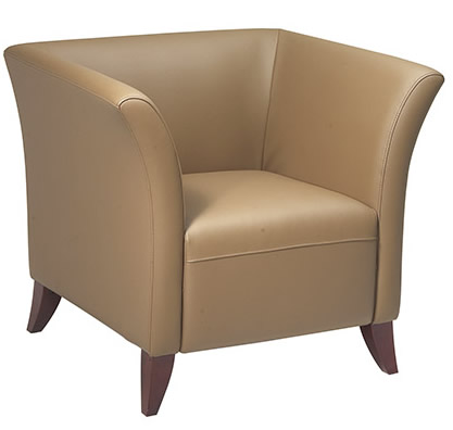 Office Star SL1871 Leather Club Chair with Cherry Finish Legs -Taupe
