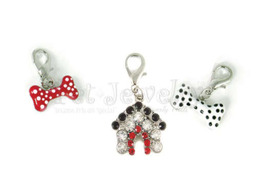Pet Jewelry Beverly Hills 3P4 3 Pet Charms- Dog Charms- Collar Charms- Dog Collar Charms With Swarovski Crystals