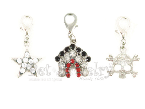Pet Jewelry Beverly Hills 3p5 3 Pet Charms- Dog Charms- Collar Charms- Dog Collar Charms With Swarovski Crystals
