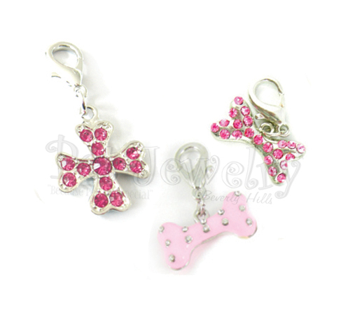 Pet Jewelry Beverly Hills 3p6 3 Pet Charms- Dog Charms- Collar Charms- Dog Collar Charms With Swarovski Crystals