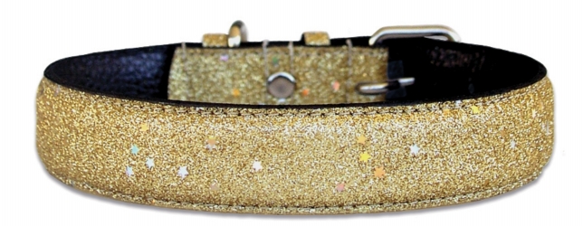 Pet Jewelry Beverly Hills bbgg14 14 Gold Bling Bling Glitter Leather Dog Collar