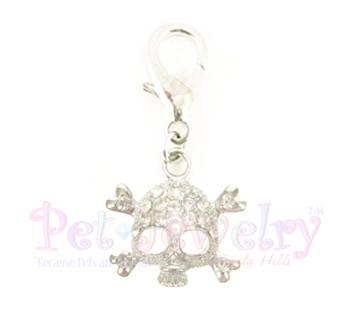 Pet Jewelry Beverly Hills ckc Pet Charms- Dog Charms- Collar Charms -Crystal Skull And Bones Charm