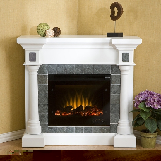 Southern Enterprises FA8756E White Slate Corner Electric Fireplace